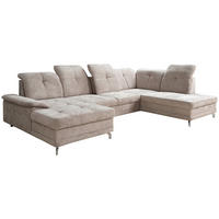 Wohnlandschaft Kendo beige Microfaser B/H/T: ca. 337x105x172 cm Kendo - beige/Chrom (337,00/105,00/172,00cm)