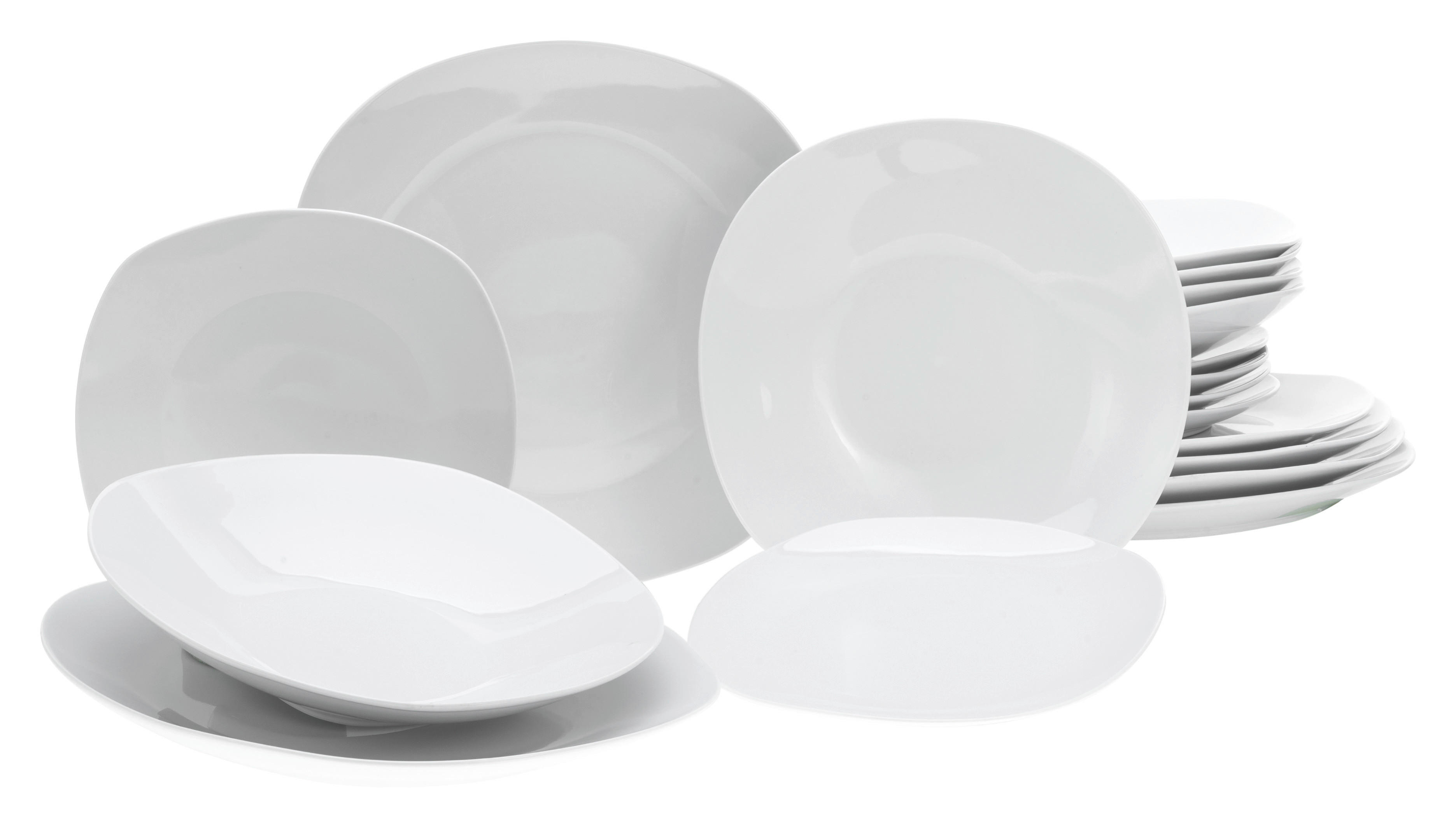 CreaTable Tafelservice Square weiß Porzellan 18 tlg. Square - weiß - CreaTable