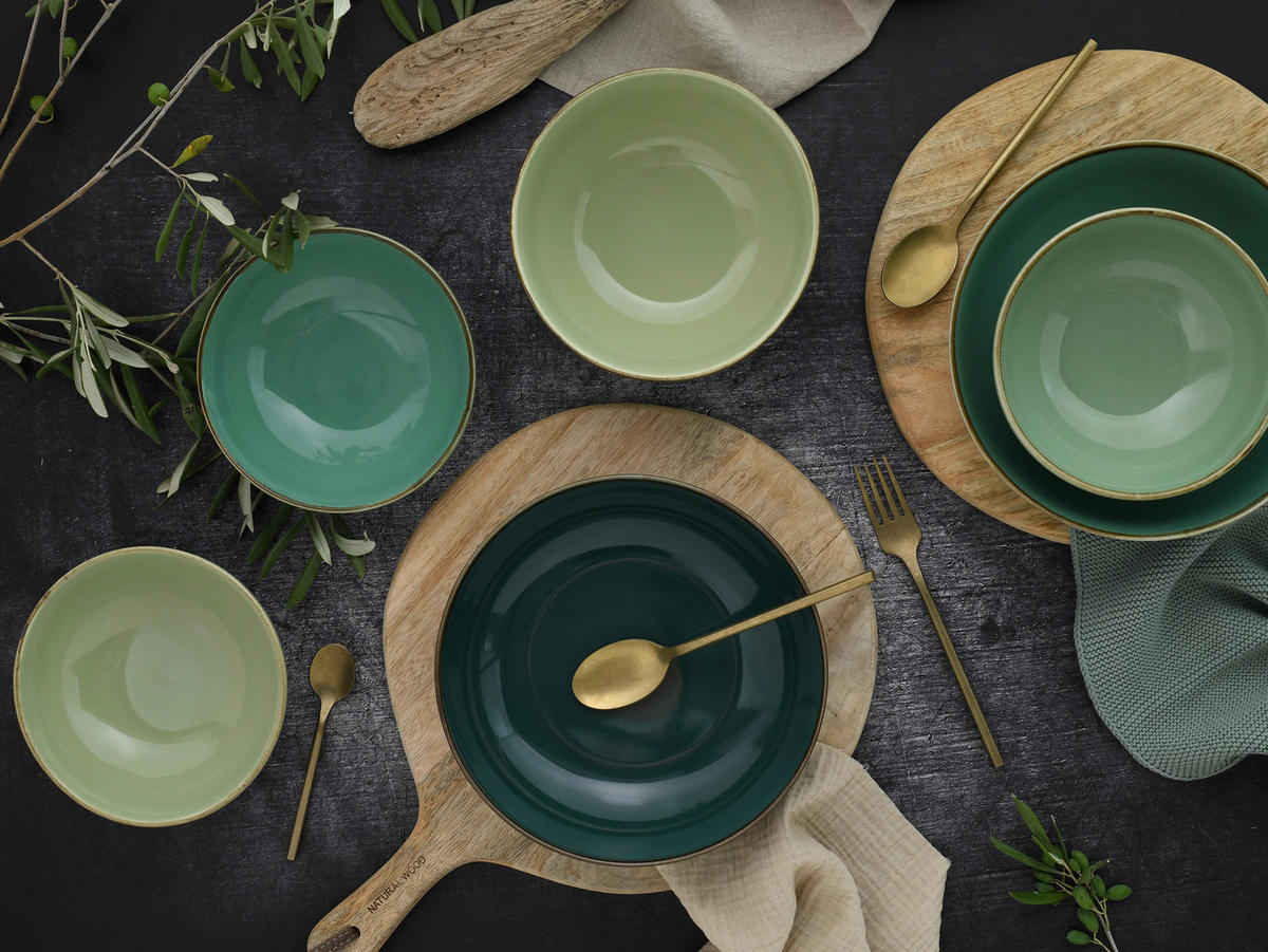 CreaTable Schüsselset Nature Collection grün Steinzeug Nature Collection - grün - CreaTable