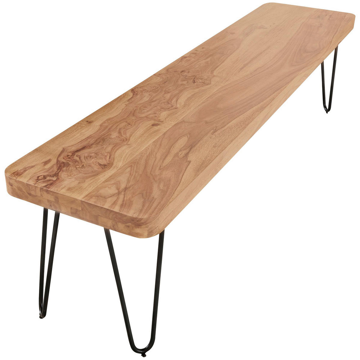Wohnling Sitzbank natur schwarz Akazie Metall B/H/T: ca. 160x45x40 cm Sitzbank - natur/schwarz (160,00/45,00/40,00cm) - Wohnling