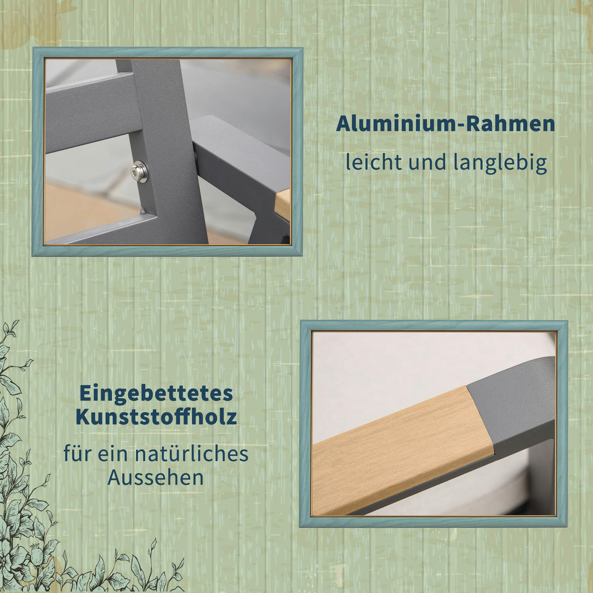 Outsunny Gartensitzgruppe grau Aluminium B/H/L: ca. 93x73x175 cm Gartensitzgruppe - grau (175,00/93,00/73,00cm) - Outsunny