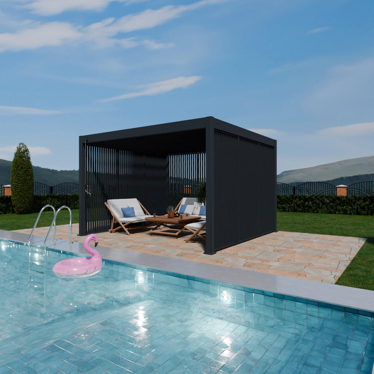 PergoLine Seitenwandpaneel für Trumpf + Superior anthrazit Aluminium B/H: ca. 93x235 cm für Trumpf + Superior - anthrazit (93,00/235,00cm) - PergoLine