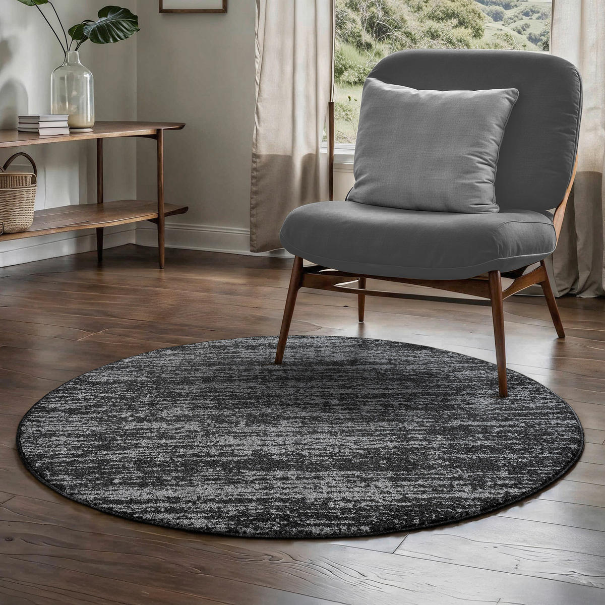 Sanat Kurzflorteppich OSLO schwarz B/L: ca. 150x150 cm OSLO - schwarz (150,00/150,00cm) - Sanat