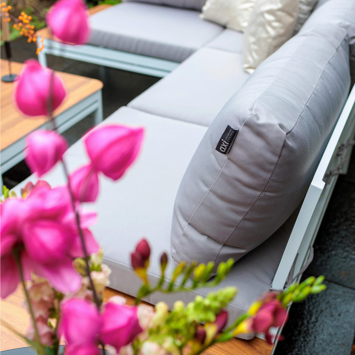 AXI Outdoor Living Loungeset Eos braun Textil B/H/L: ca. 157x65x71 cm Eos - braun/weiß (71,00/157,00/65,00cm) - AXI Outdoor Living