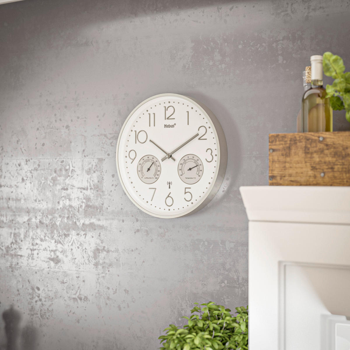 Mebus Wanduhr weiß D: ca. 30 cm Wanduhr_Funk - weiß (30,00cm) - Mebus