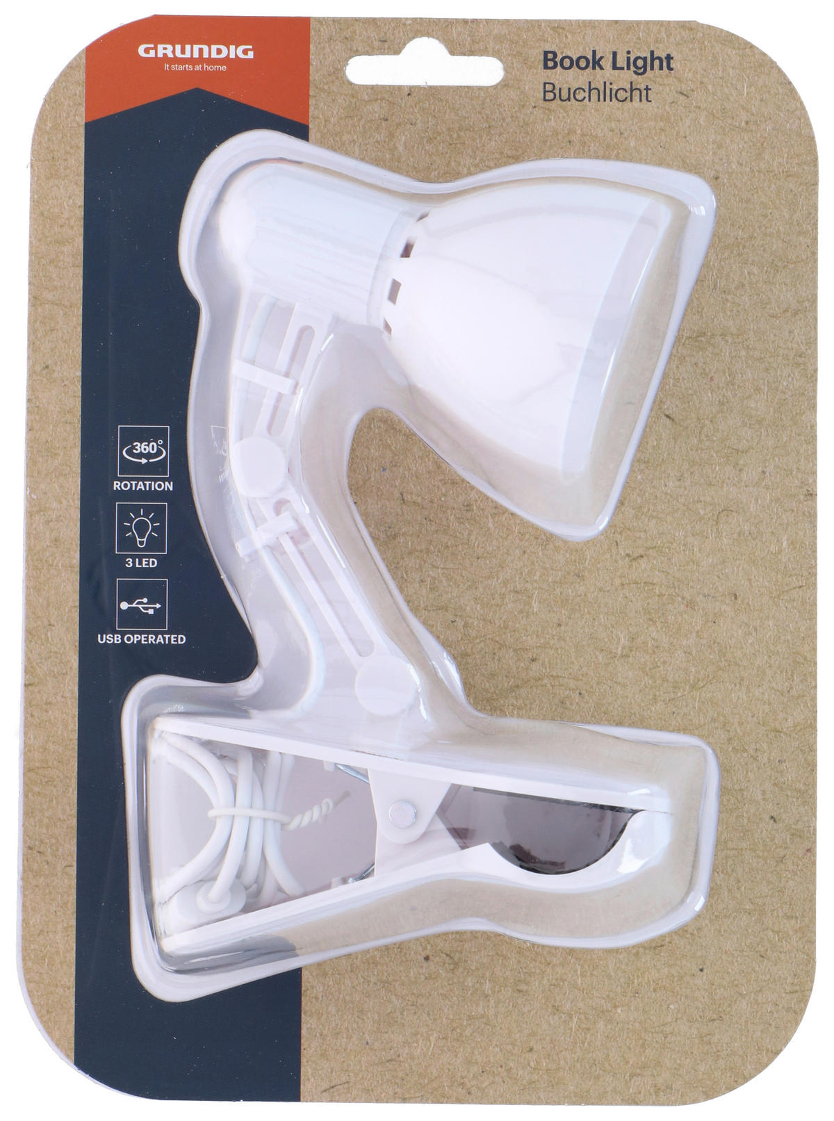 Grundig Clip-Buchlicht weiß grün gelb rosa B/H/T: ca. 6x19x10,8 cm Clip-Buchlicht - weiß/gelb (6,00/19,00/10,80cm) - Grundig