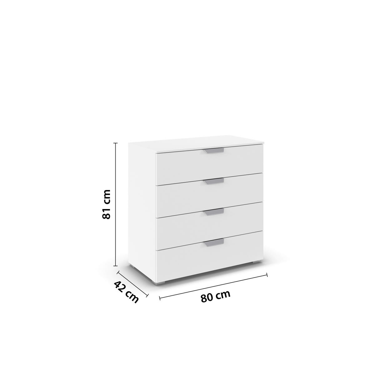 Kommode Aditio Alpinweiß B/H/T: ca. 80x81x42 cm Aditio - Alpinweiß/Alu (80,00/81,00/42,00cm)