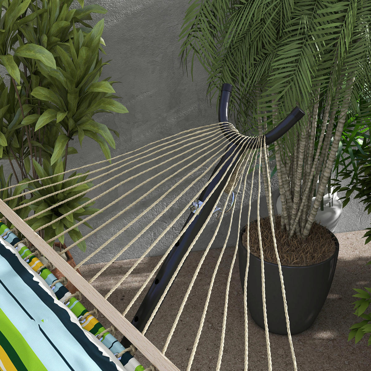 Outsunny Hängemattengestell schwarz Polypropylen B/H/L: ca. 120x290x115 cm Hängemattengestell - schwarz (115,00/120,00/290,00cm) - Outsunny