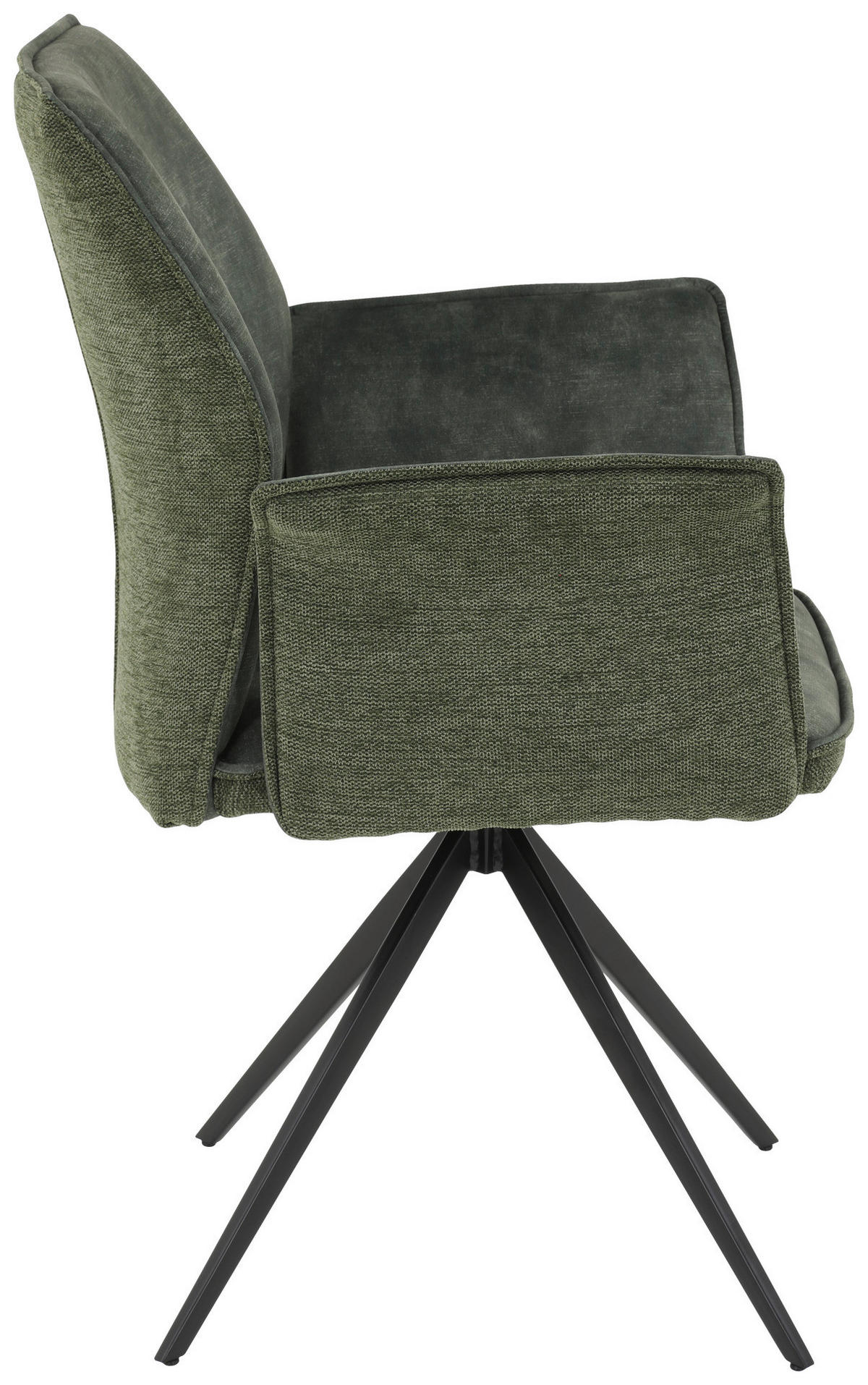 Armlehnstuhl 4er Set SUSANNE grün Vintage schwarz Webstoff Metall Microfaser B/H/T: ca. 65x92x64 cm 4er Set SUSANNE - schwarz/grün (65,00/92,00/64,00cm) - Hela