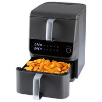 GOURMETmaxx Heißluftfritteuse 16404 schwarz Metall B/H/L: ca. 28,4x40x43 cm ca. 3,5 l Doppel-Heißluftfritteuse 16404 - schwarz (43,00/28,40/40,00cm) - GOURMETmaxx
