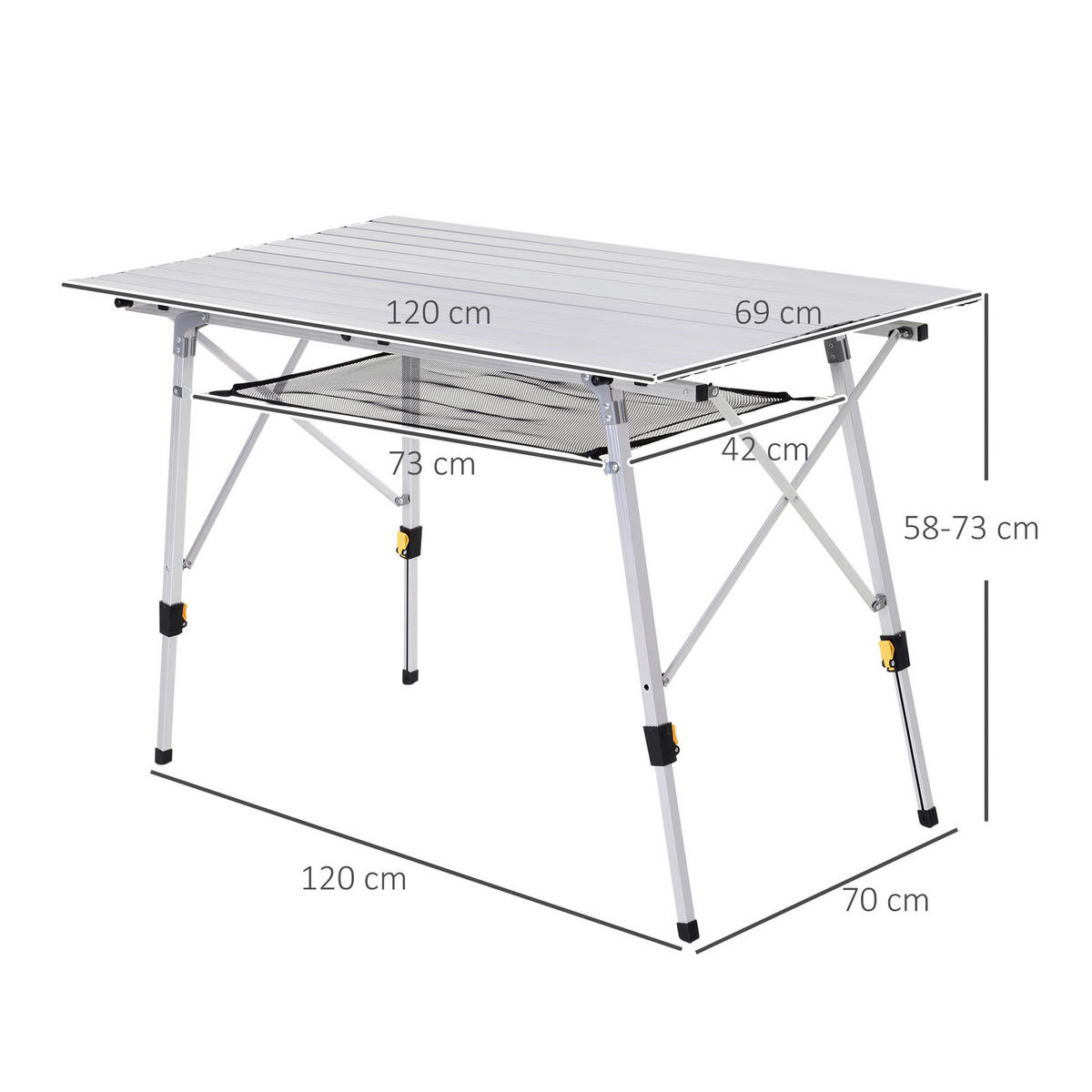 Outsunny Picknicktisch silber Aluminium B/H/L: ca. 70x73x120 cm Picknicktisch - silber (120,00/70,00/73,00cm) - Outsunny