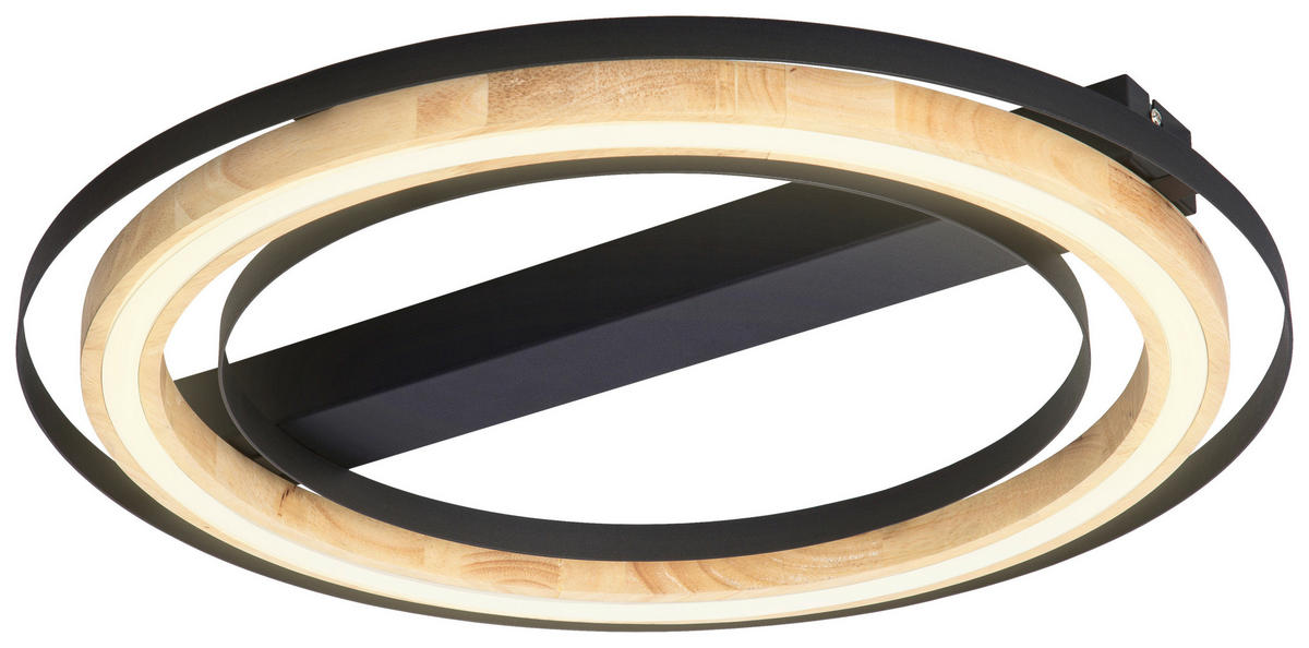Nowa LED-Deckenleuchte 62375608 schwarz natur Metall Bambus H/D: ca. 6x56,5 cm 1 Brennstellen RILAS - natur/schwarz (56,50/6,00cm) - Nowa