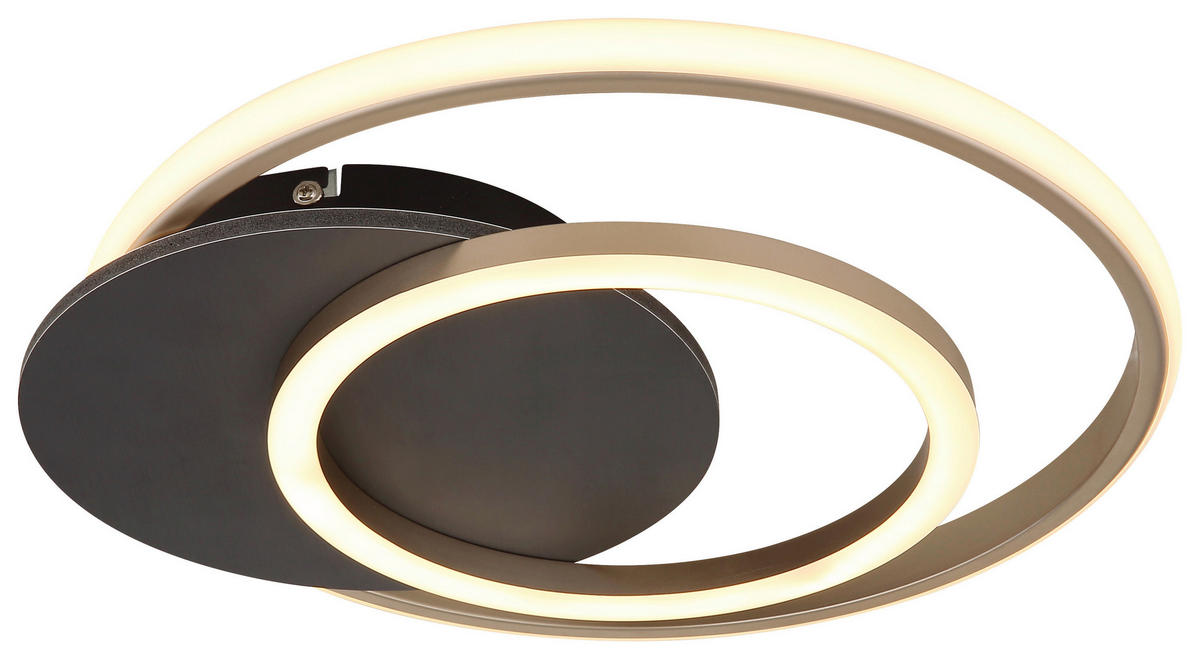 GLOBO LED-Deckenleuchte JULIO 67331G-24 champagner Opal grau Kunststoff MDF B/H/L: ca. 38x6,5x36 cm 1 Brennstellen JULIO - champagner/Opal (36,00/38,00/6,50cm) - GLOBO
