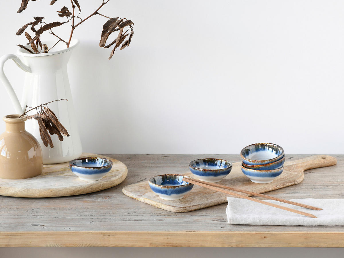 CreaTable Dipschalen-Set Cascade blau Steinzeug Cascade - blau - CreaTable