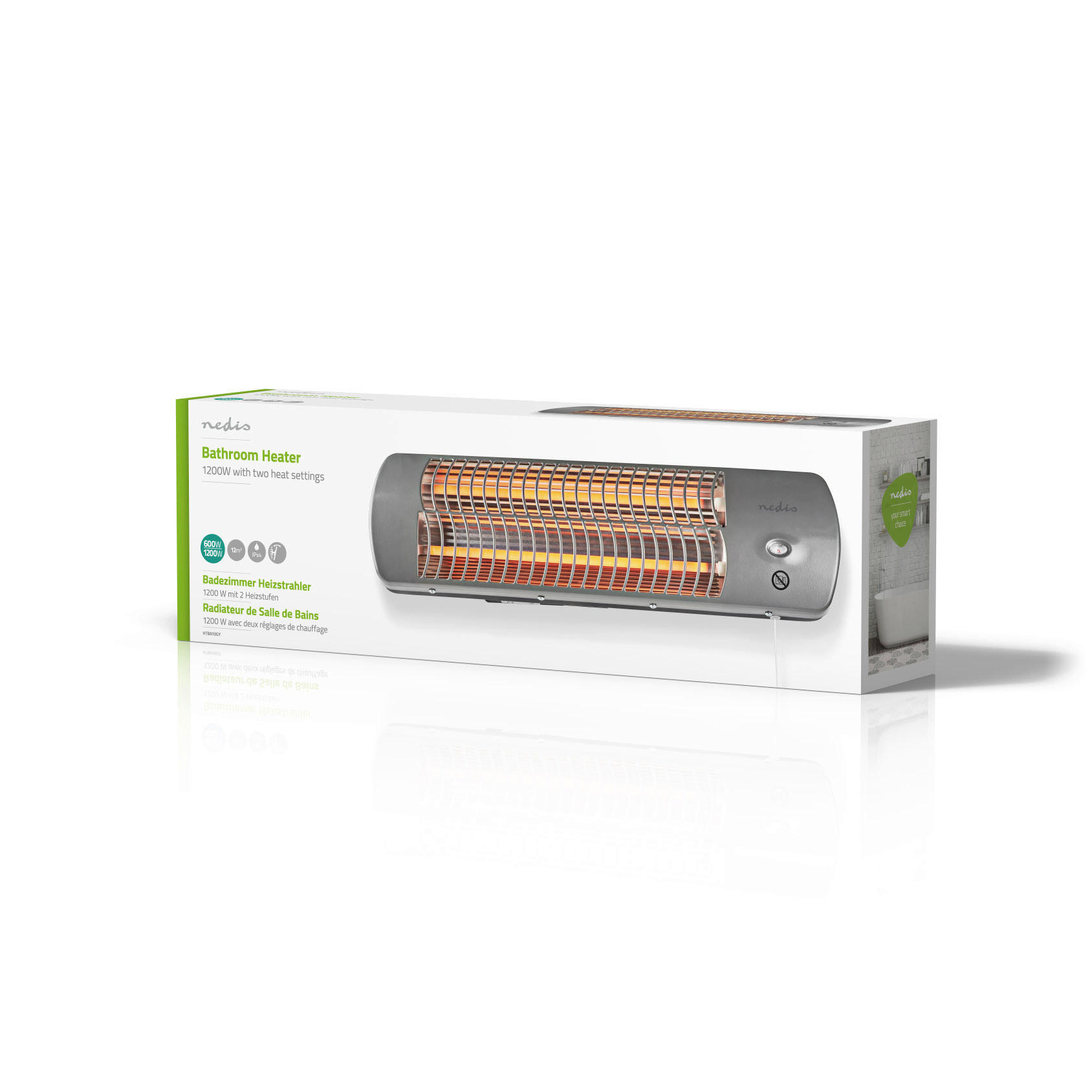 Thumbnail - Nedis Badezimmer-Heizung grau Metall B/H/L: ca. 56x16x10 cm ca. 1200 W