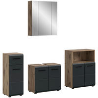 Badezimmer-Set Ice Nox Oak Nachbildung schwarz matt B/H/T: ca. 180x185x30 cm Ice - schwarz (180,00/185,00/30,00cm) - xonox.home