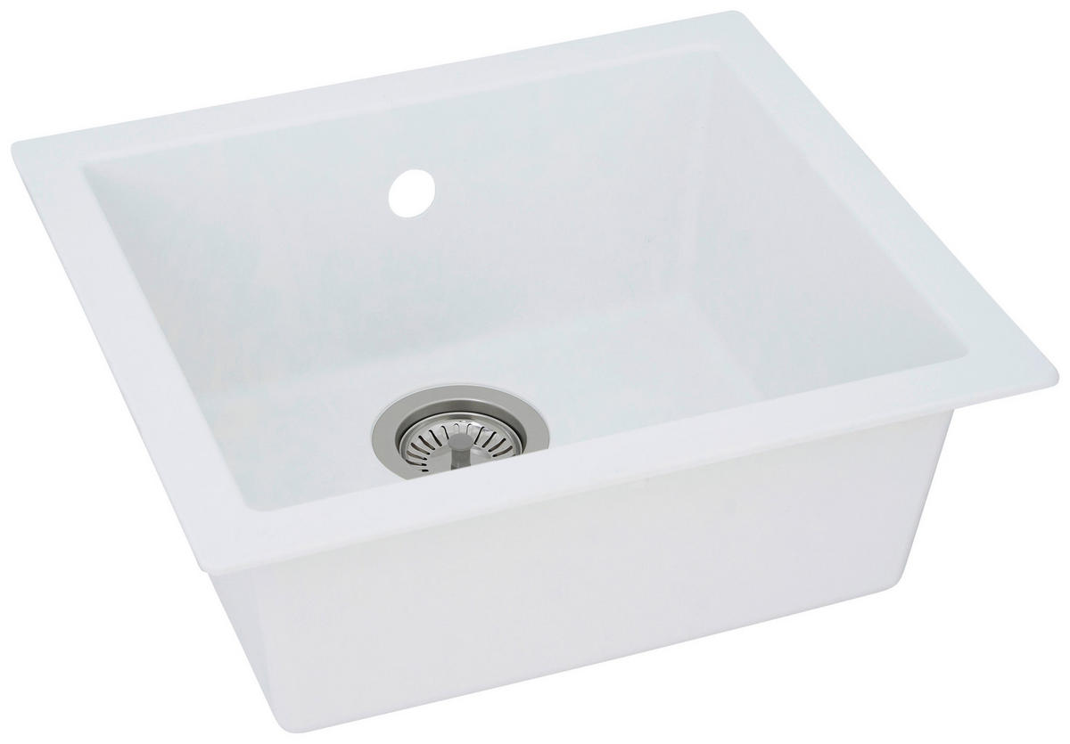 Respekta Einbauspüle Ohio 50 x 44 W weiß Mineralite B/H/T: ca. 44x19x50 cm Ohio 50 x 44 W - weiß (44,00/19,00/50,00cm) - Respekta