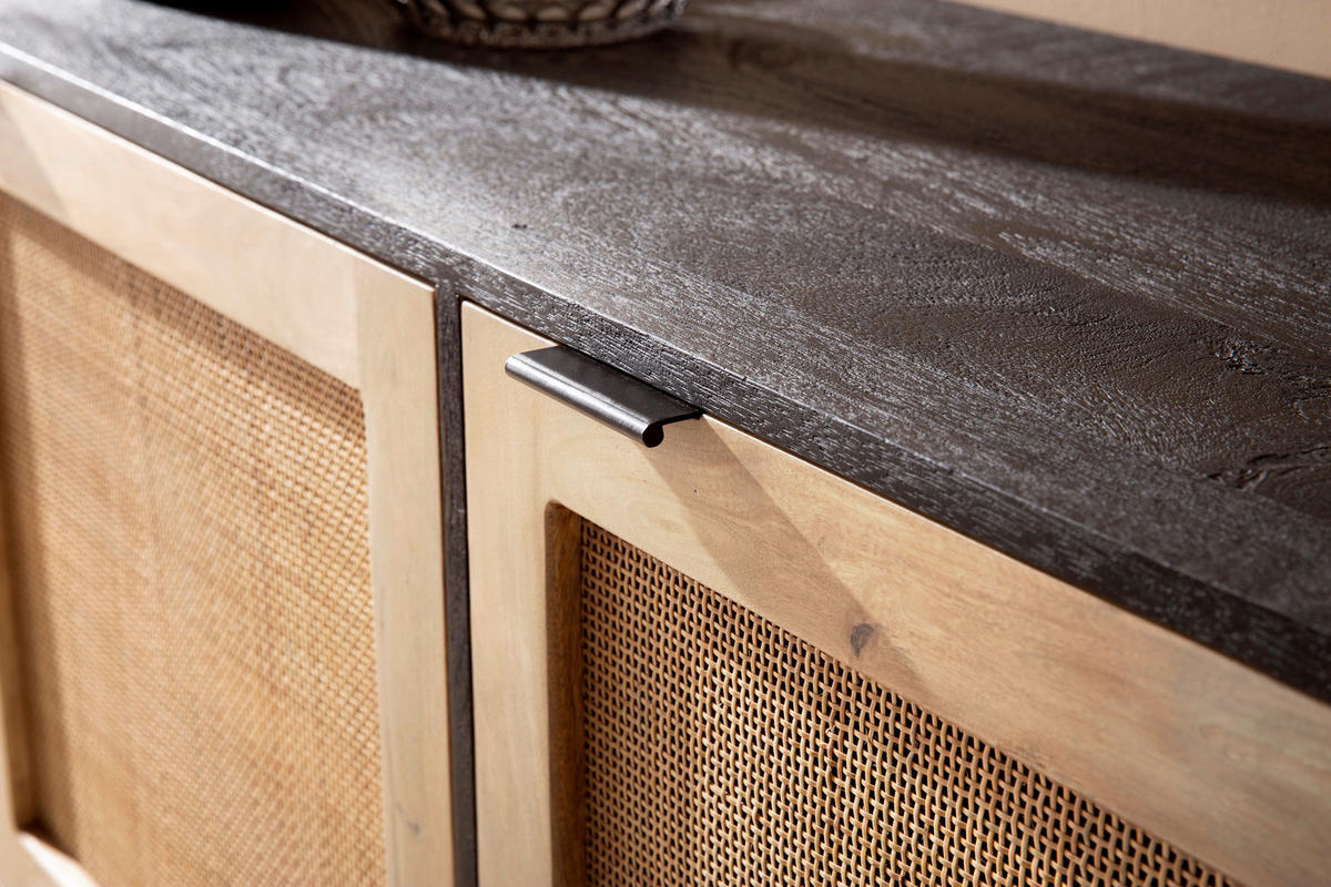Sideboard schwarz B/H/T: ca. 175x75x45 cm Sideboard - schwarz (175,00/75,00/45,00cm) - Wohnling