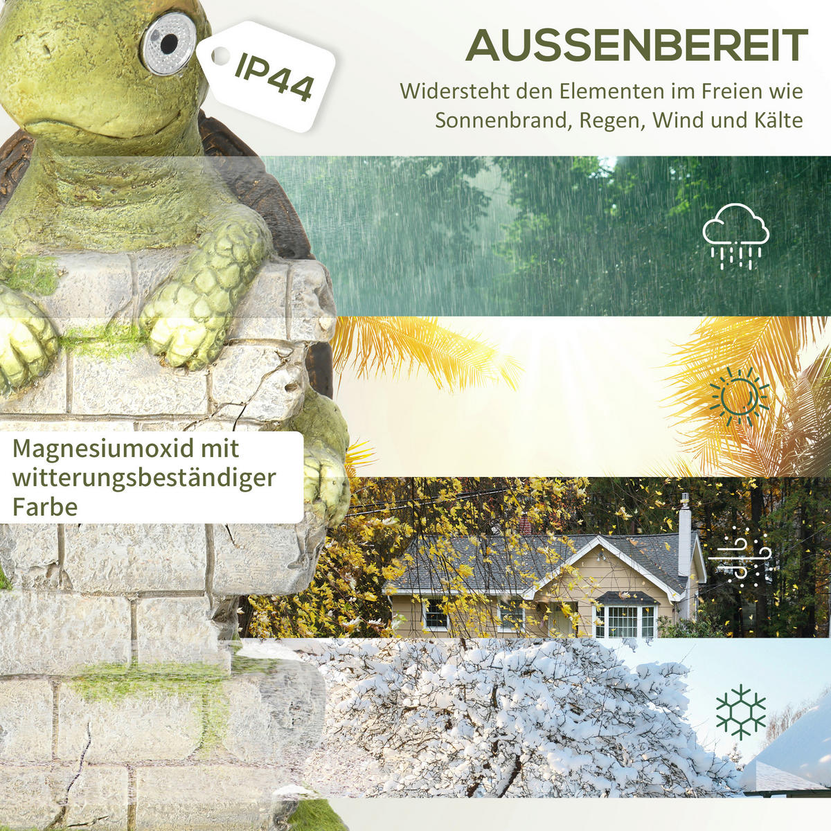 Outsunny Gartenstatue mit LED-Beleuchtung Gartenstatue_mit_LED-Beleuchtung - natur (17,50/18,50/36,50cm) - Outsunny