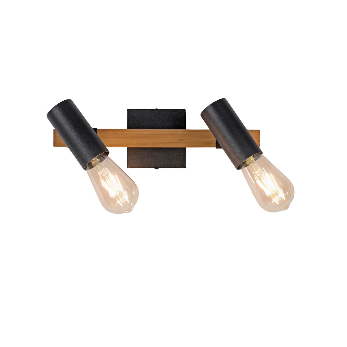 Just Light Deckenleuchte PILON 15162-18 natur schwarz Metall Holz B/H/T: ca. 35x18x10 cm E27 2 Brennstellen PILON - natur/schwarz (35,00/18,00/10,00cm) - Just Light