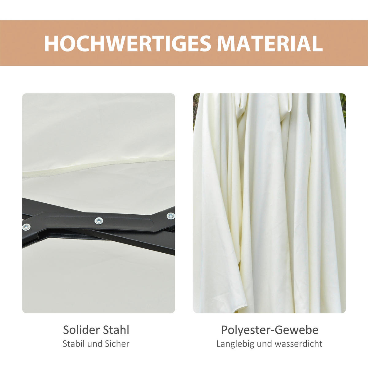 Outsunny Sonnenschirm mit Solar-LED-Leuchte bunt Polyester B/H/L: ca. 265x240x450 cm Sonnenschirm_mit_Solar-LED-Leuchte - bunt (450,00/265,00/240,00cm) - Outsunny