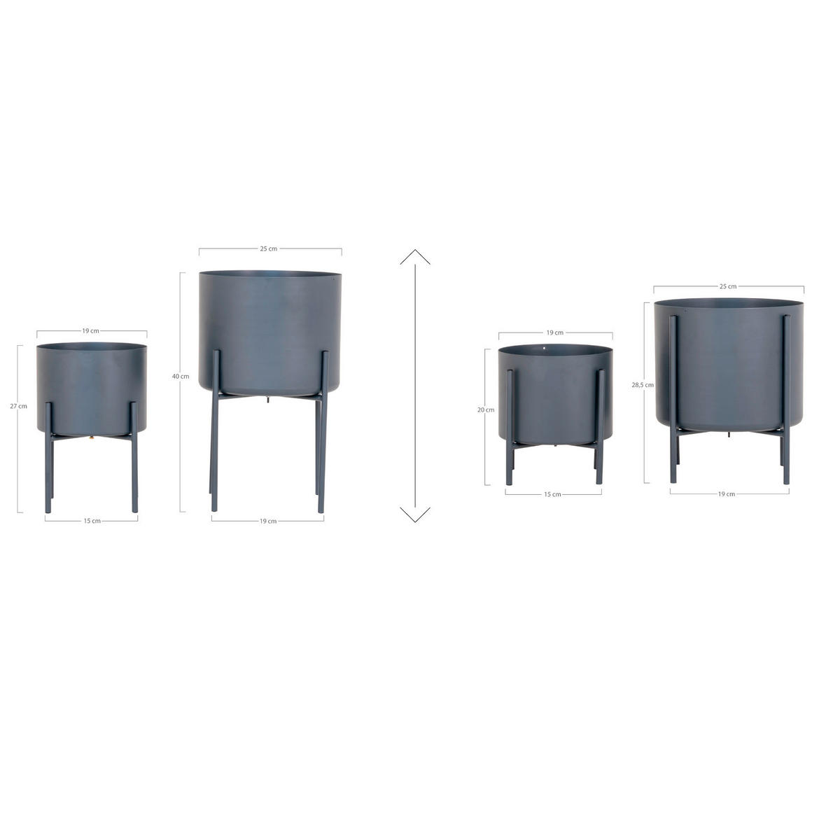 Housenordic Blumentopf 2erSet Pavia grau Stahl Pavia - grau - Housenordic