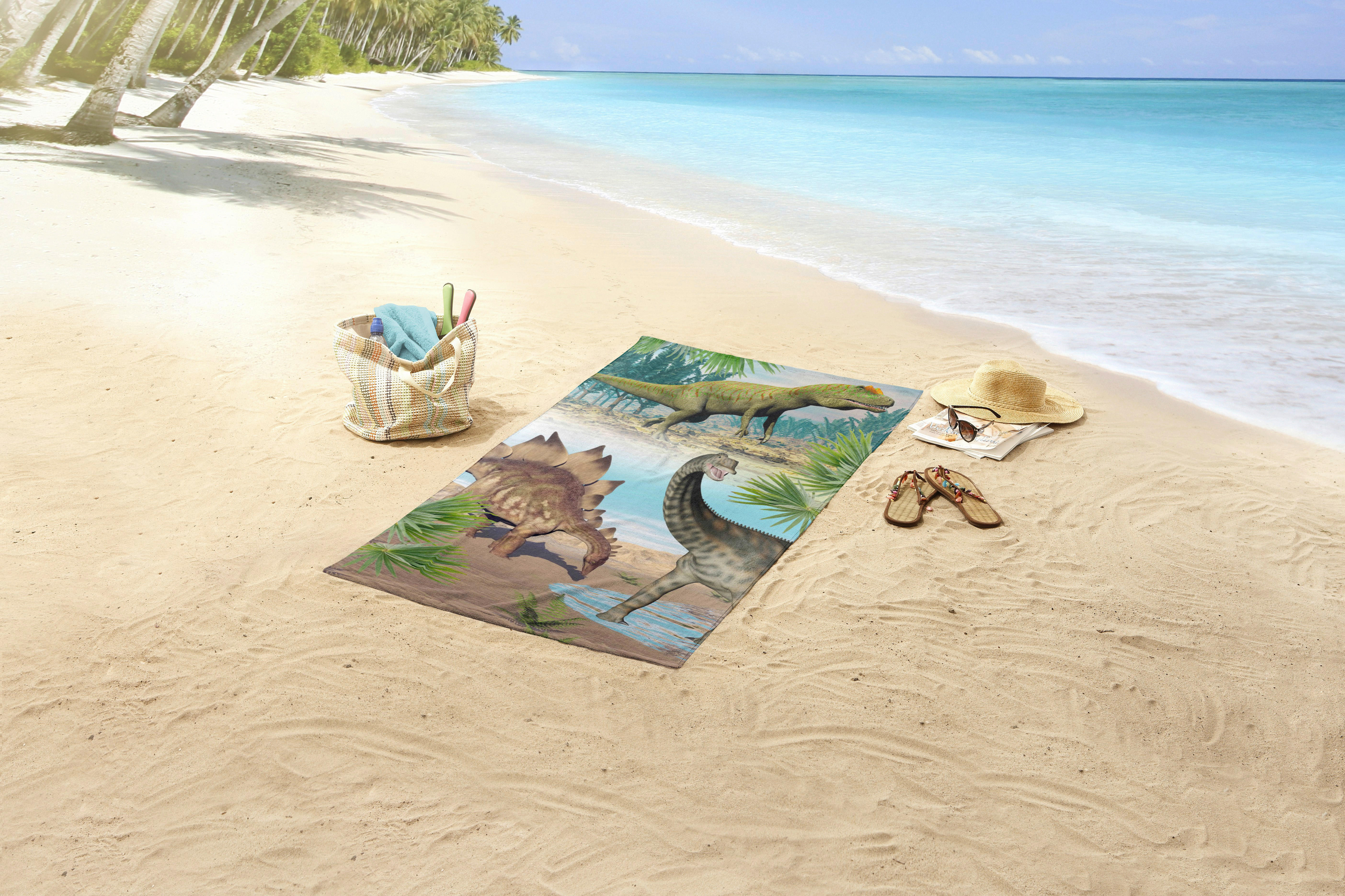 Thumbnail - Good Morning Strandtuch Dino Multi Polyester B/L: ca. 75x150 cm
