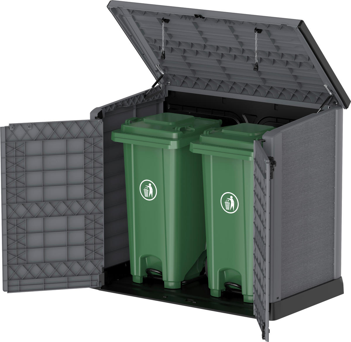 VCM Mülltonnenbox 2er StoreAway grau Kunststoff B/H/L: ca. 145x125x83 cm StoreAway - grau (83,00/145,00/125,00cm) - VCM