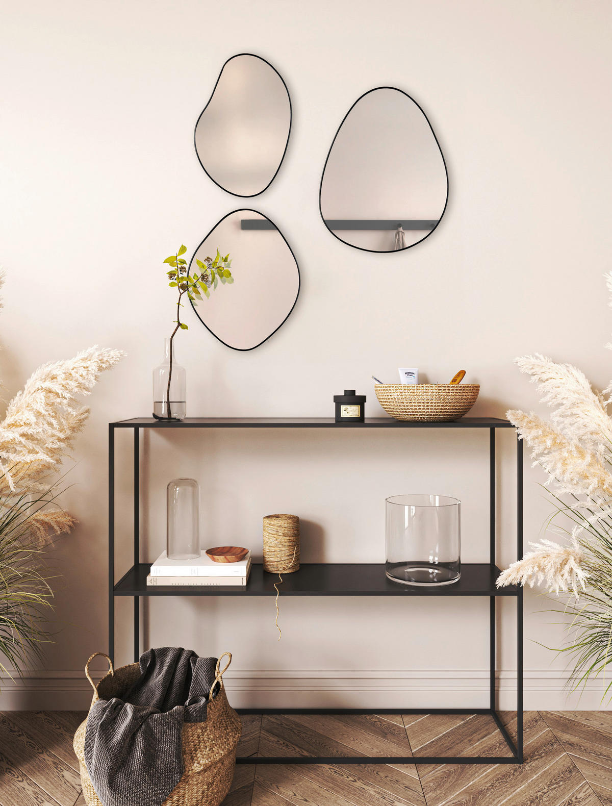 Konsolentisch Chloe schwarz Metall B/H/T: ca. 80x80x27 cm Chloe - schwarz (80,00/80,00/27,00cm)