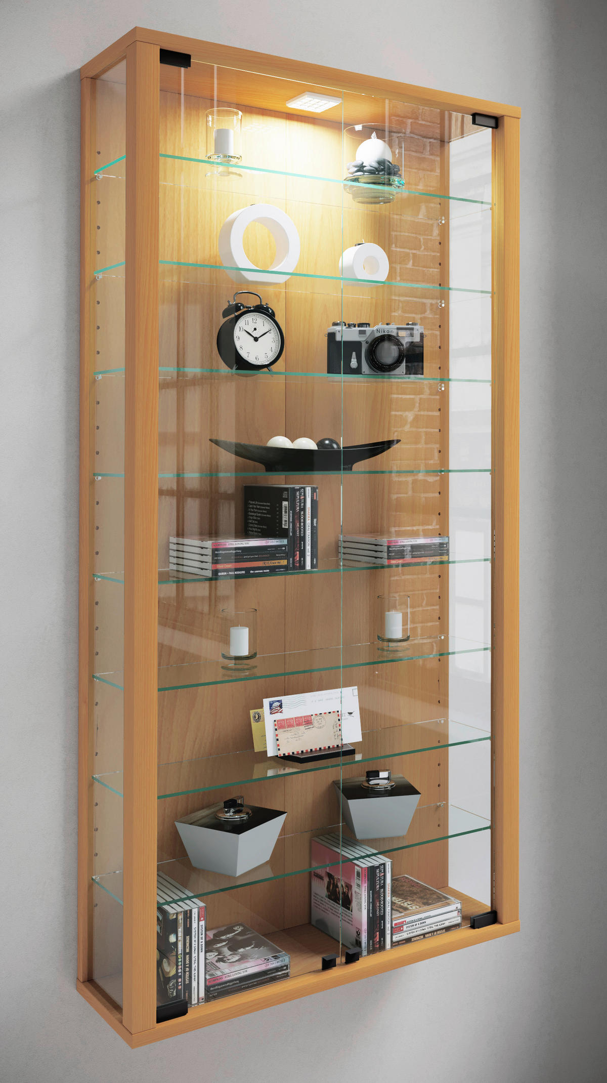 Vitrine Vitrosa Maxi buche Holzwerkstoff Glas B/H/T: ca. 59x113x18 cm Vitrosa Maxi - buche (59,00/113,00/18,00cm) - VCM Möbel