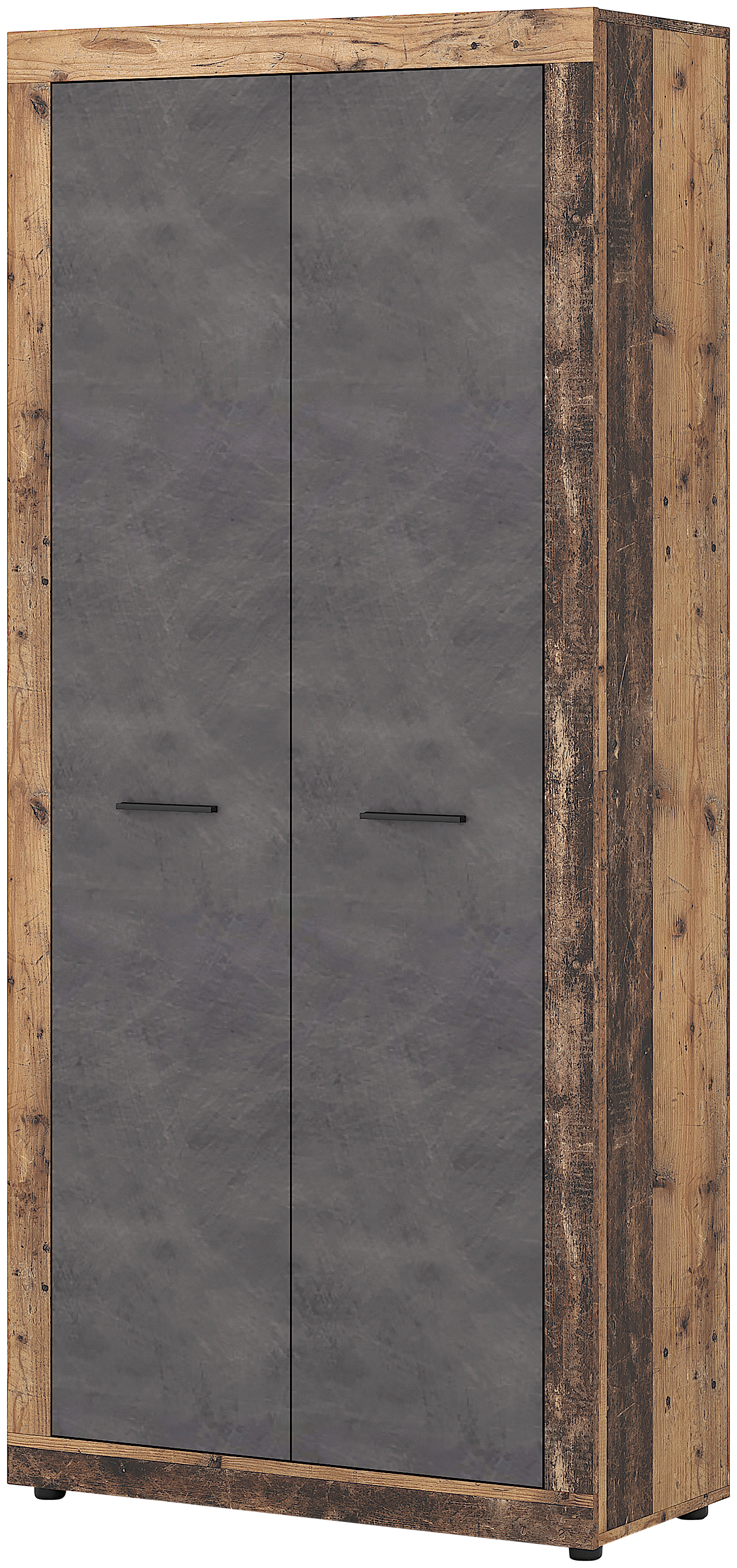 Garderobenschrank LUNA 2 Eiche Old Wood Nachbildung Eiche Matera Nachbildung Beton Optik B/H/T: ca. 89x198x40 cm LUNA 2 - Eiche/Beton (89,00/198,00/40,00cm) - WIPMEB