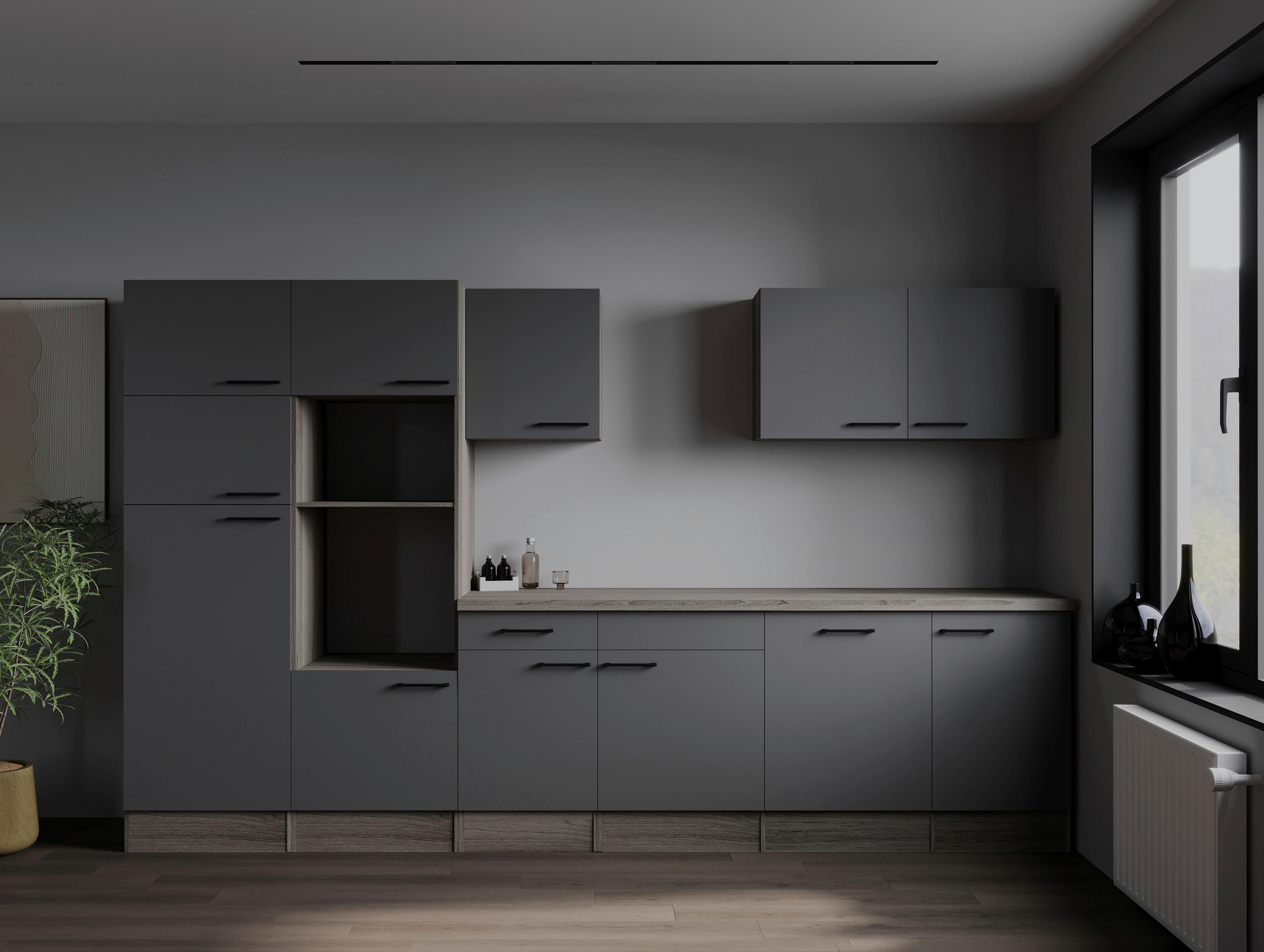 Küchenblock Oliver B/H/T: ca. 340x205x60 cm Oliver - Eiche/grau (340,00/205,00/60,00cm) - Respekta