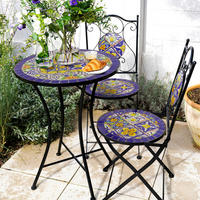 AXI Outdoor Living Bistroset Amélie Mosaik blau Metall B/H/L: ca. 60x92x60 cm Amélie Mosaik - blau/gelb (60,00/60,00/92,00cm) - AXI Outdoor Living