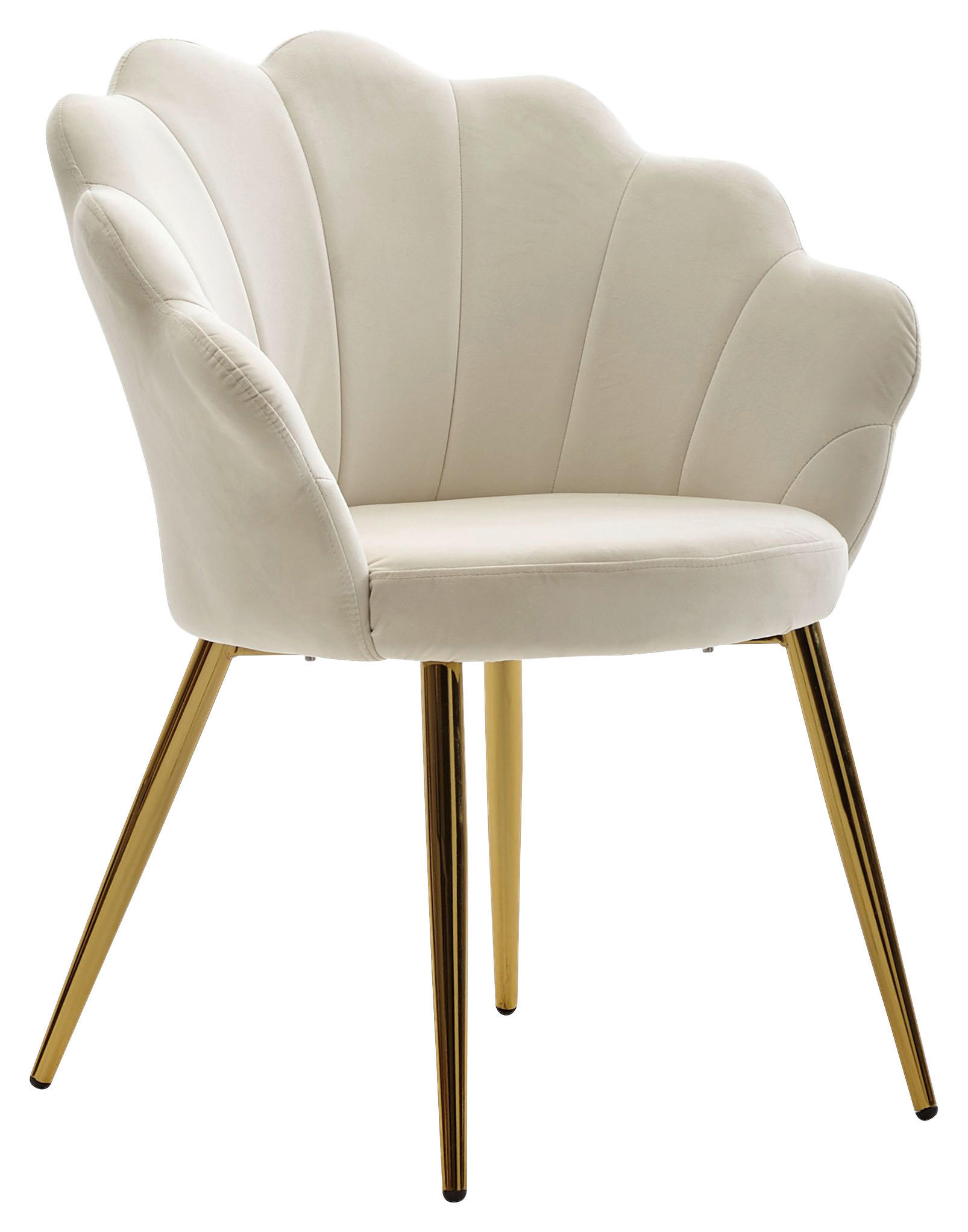 Stuhl weiß gold Stoff Eisen B/H/T: ca. 47,5x80x53 cm Esszimmerstuhl - gold/weiß (47,50/80,00/53,00cm) - Wohnling