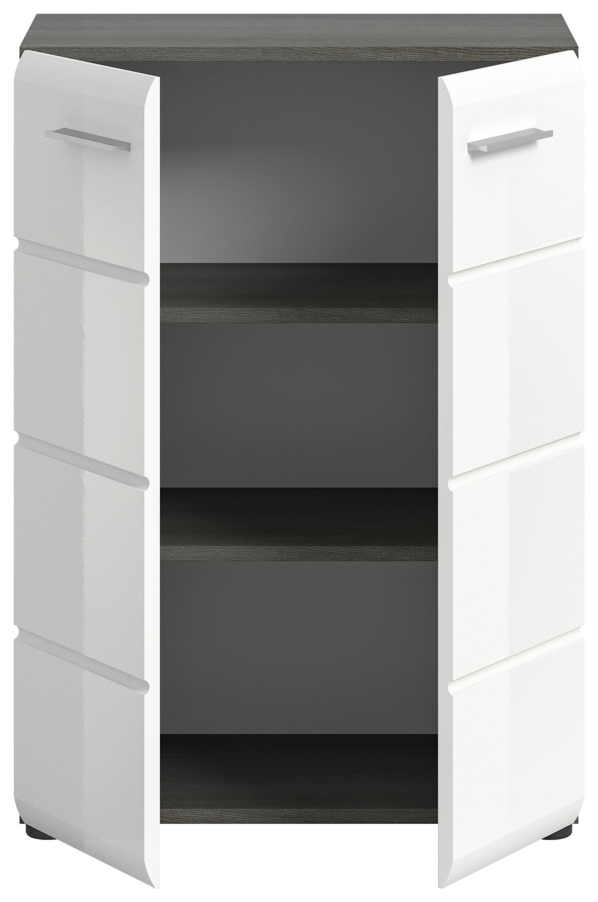 Kommode SALSA Rauchsilber Nachbildung weiß Hochglanz B/H/T: ca. 60x85x37 cm SALSA - weiß (60,00/85,00/37,00cm) - xonox.home