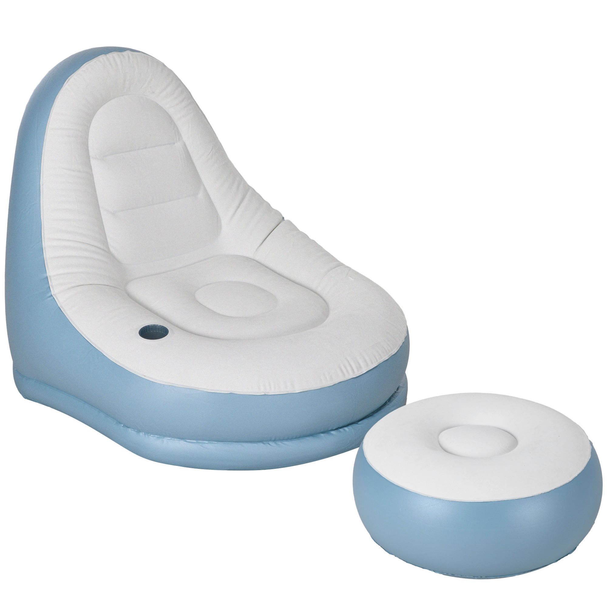 Outsunny Aufblasbarer Sessel B/H/L: ca. 100x87x125 cm Aufblasbarer Sessel - blau/weiß (125,00/100,00/87,00cm) - Outsunny