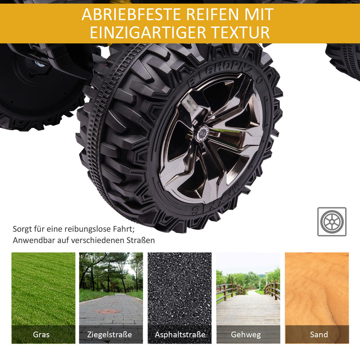 HOMCOM Kinderauto gelb B/H/L: ca. 65x100x73 cm Kinder-Elektrofahrzeug - gelb (73,00/65,00/100,00cm) - HOMCOM