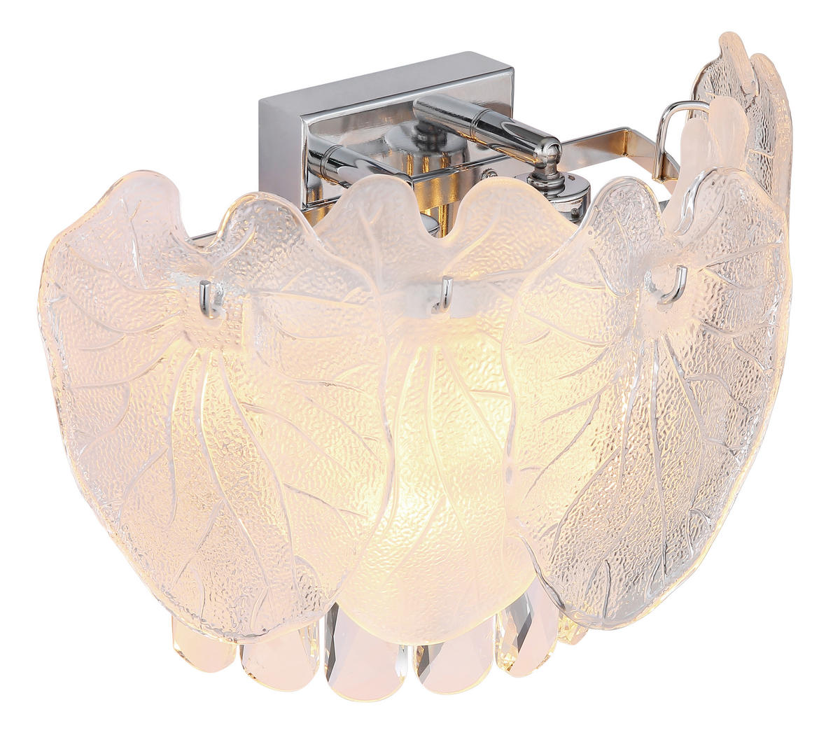 GLOBO Wandleuchte klar Chrom Metall Glas B/H/T: ca. 31,5x20,8x15,5 cm E14 2 Brennstellen BENJAMIN - klar/Chrom (31,50/20,80/15,50cm) - GLOBO