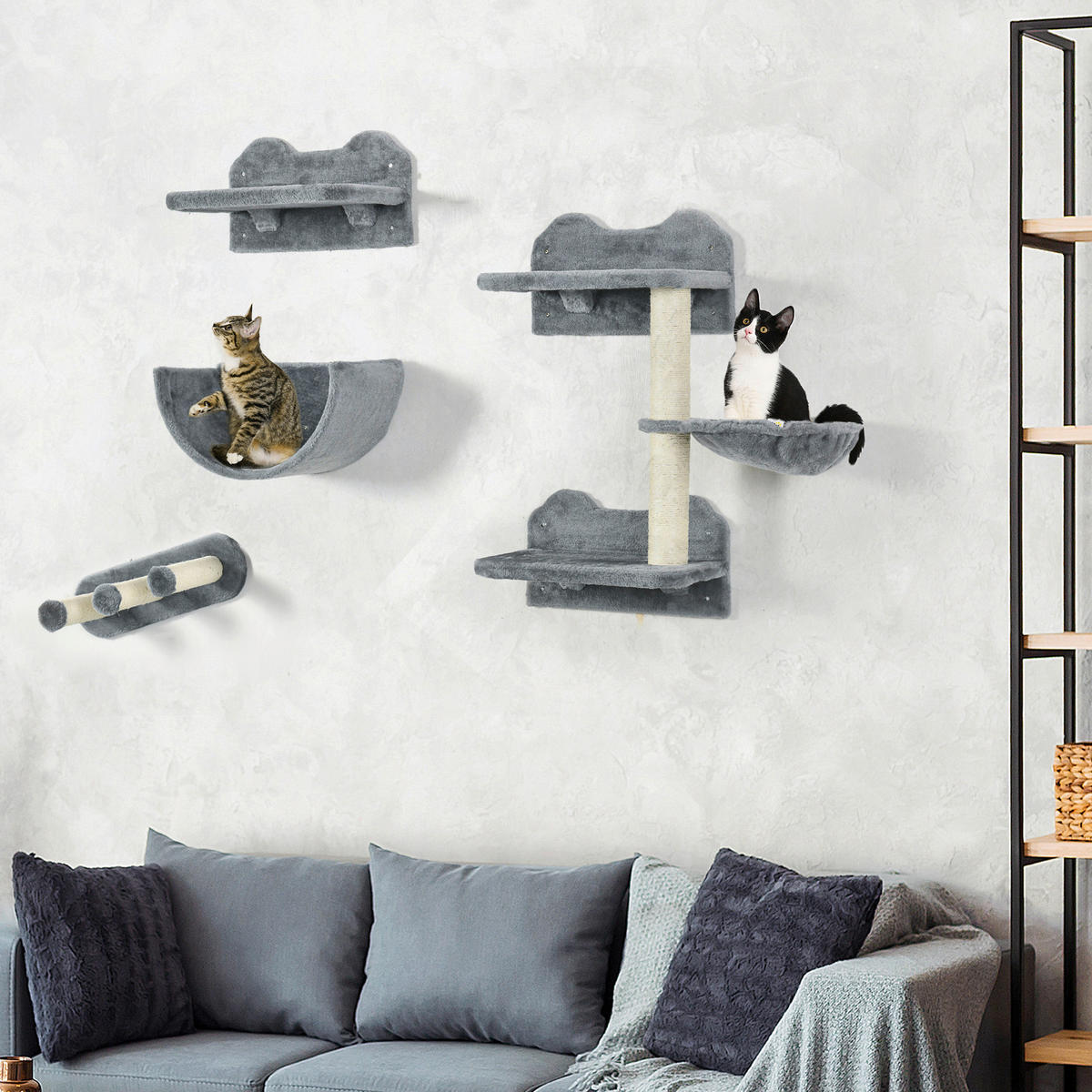 PawHut Katzen Kletterwand grau Polyester B/H/L: ca. 28x73x40 cm Katzen Kletterwand - grau (40,00/28,00/73,00cm) - PawHut