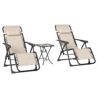Outsunny Gartenliege 2er Set beige Metall B/H/L: ca. 65x110x90 cm Gartenliege 2er Set - beige (90,00/65,00/110,00cm) - Outsunny