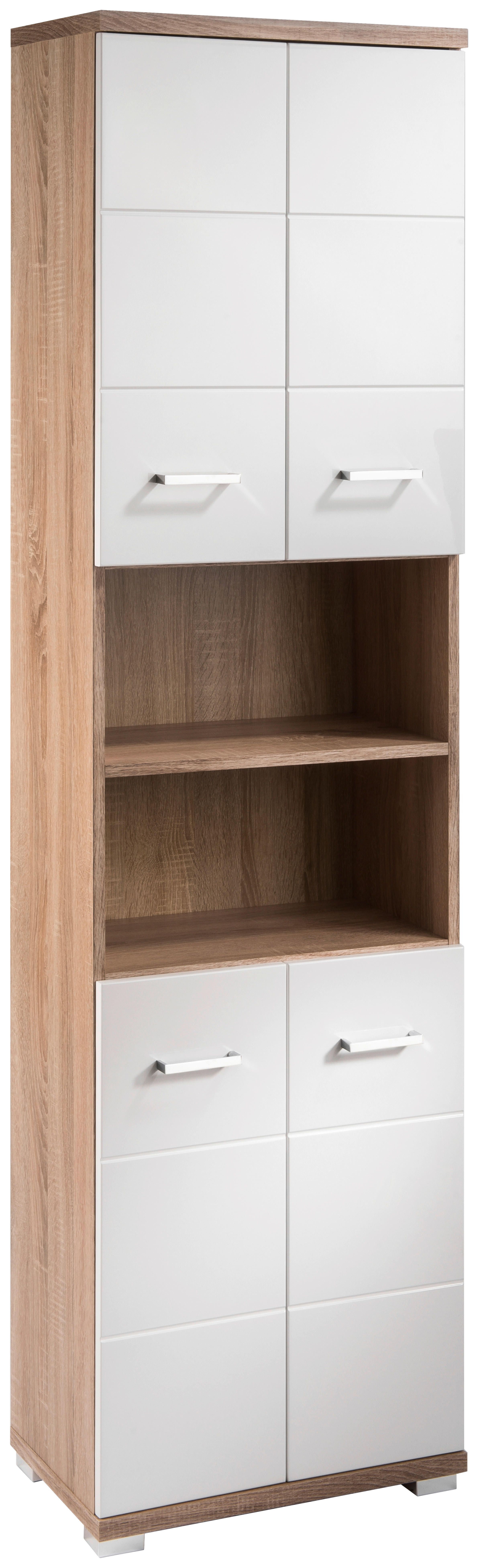 Hochschrank NEBRASKA Eiche Nachbildung weiß Hochglanz B/H/T: ca. 50x192x31,5 cm NEBRASKA - Eiche/weiß (50,00/192,00/31,50cm) - byLIVING