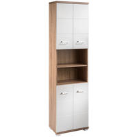 Hochschrank NEBRASKA Eiche Nachbildung weiß Hochglanz B/H/T: ca. 50x192x31,5 cm NEBRASKA - Eiche/weiß (50,00/192,00/31,50cm) - byLIVING