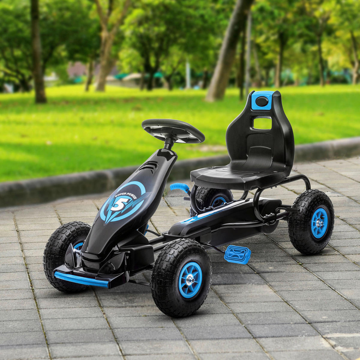 AIYAPLAY Go Kart schwarz B/H/L: ca. 58x61x121 cm Go Kart - blau/schwarz (121,00/58,00/61,00cm) - AIYAPLAY