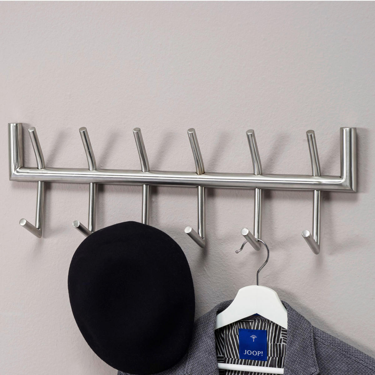Garderobe Stahl poliert B/H/T: ca. 60x19x10 cm Garderobe - Stahl (60,00/19,00/10,00cm) - Wohnling