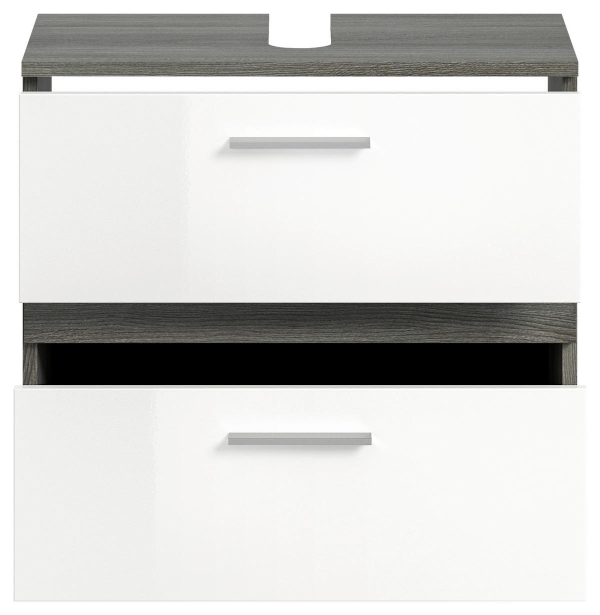 Waschbeckenunterschrank BLAKE Rauchsilber Nachbildung weiß Hochglanz B/H/T: ca. 60x57x34 cm BLAKE - weiß (60,00/57,00/34,00cm) - xonox.home