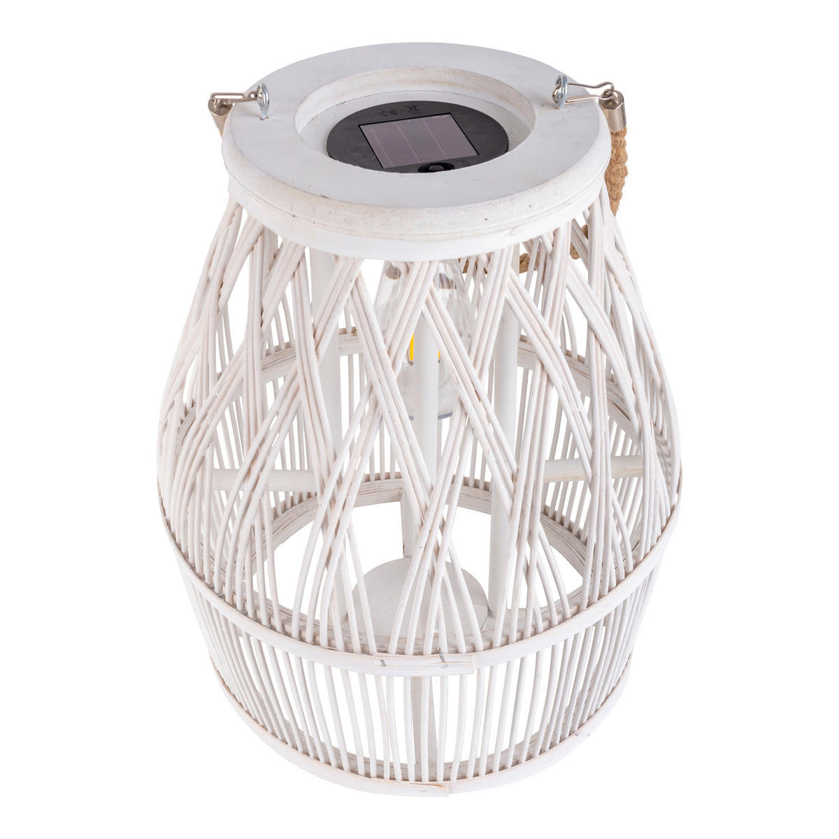 Solarleuchte 5307623 weiß Rattan Holz B/H/T: ca. 29x34x29 cm Korbinian - weiß (29,00/34,00/29,00cm) - Näve Leuchten