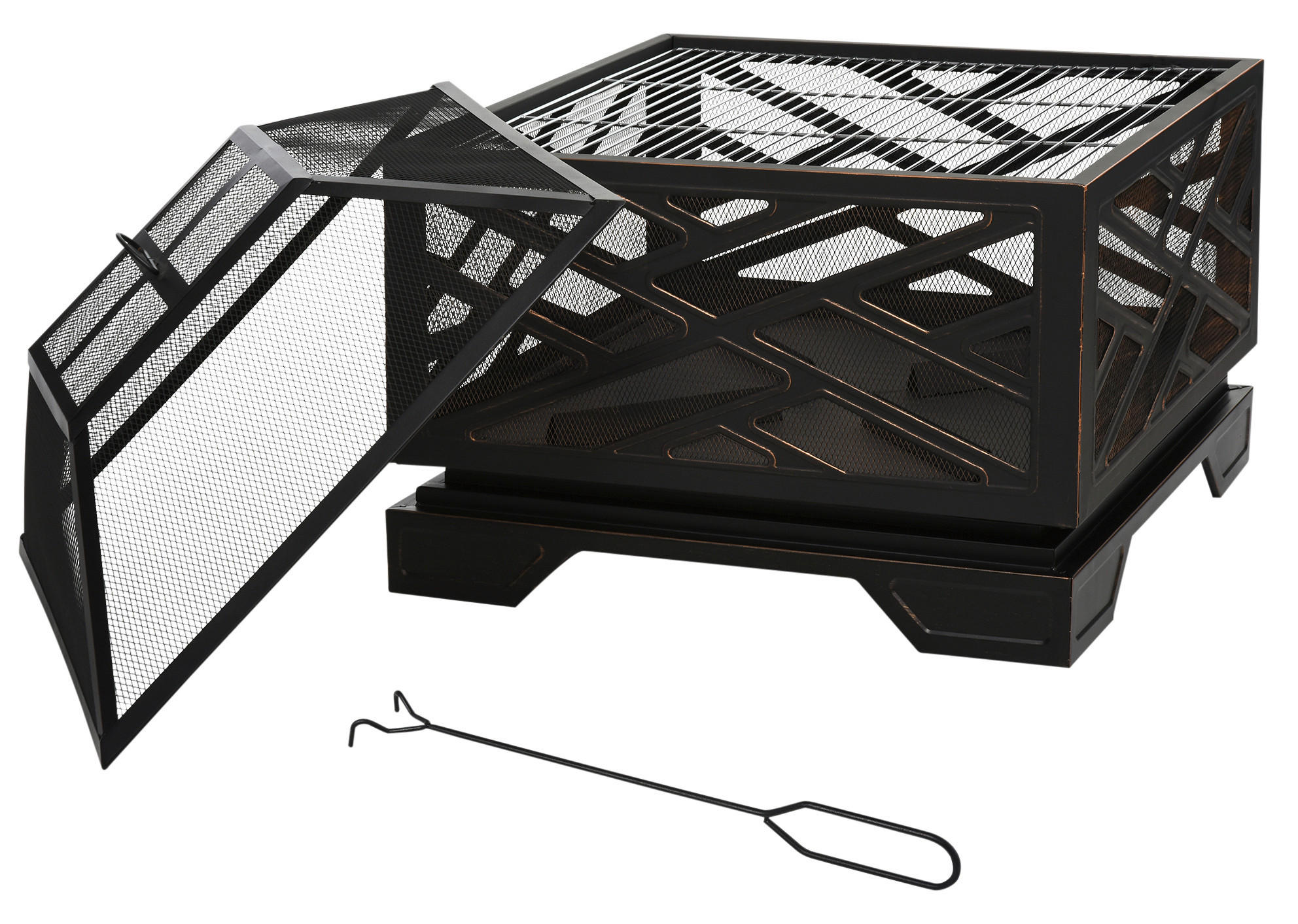Outsunny Feuerschale schwarz Eisen B/H/L: ca. 66x66x66 cm Feuerschale - schwarz (66,00/66,00/66,00cm) - Outsunny