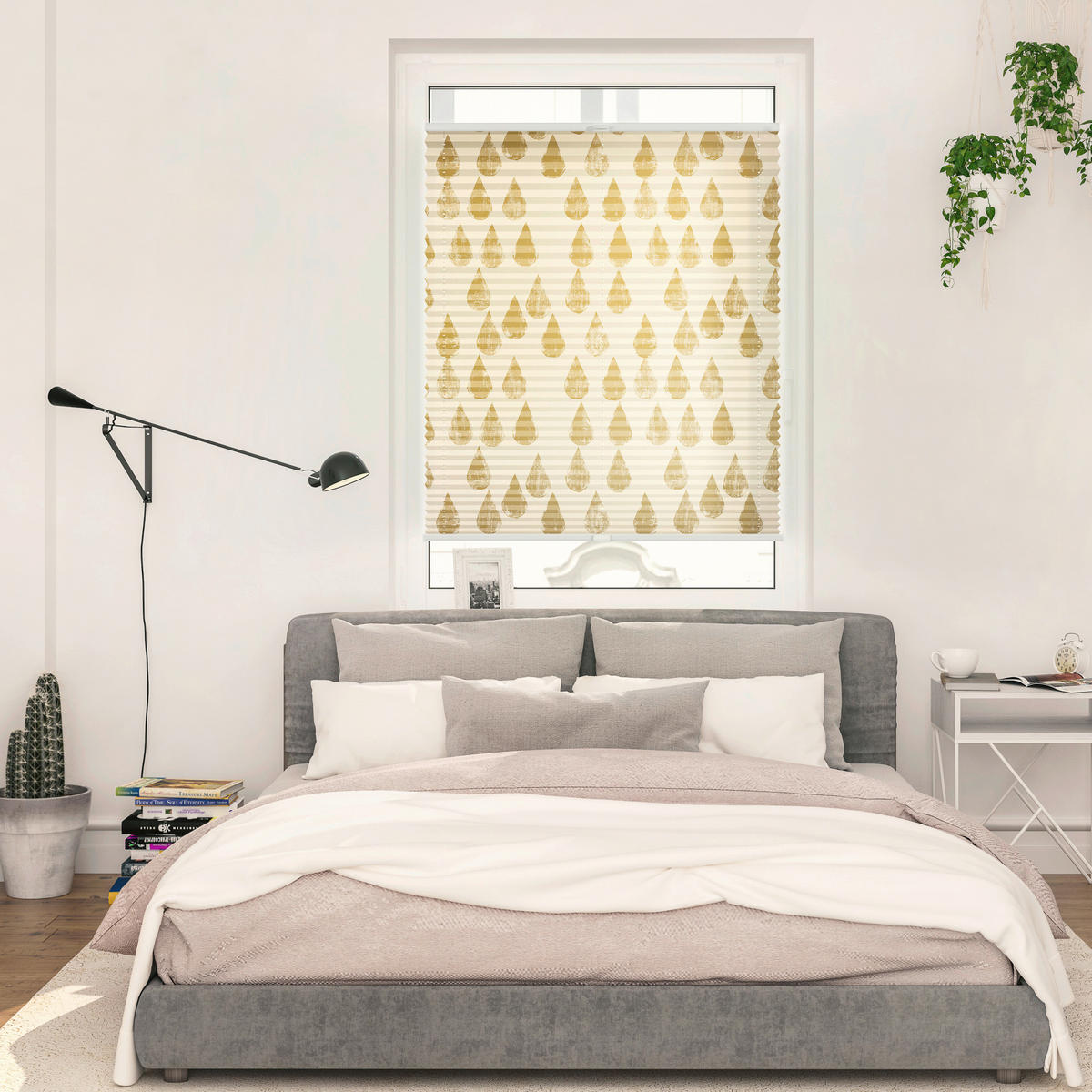 Spannplissee Golden Drops gold B/L: ca. 60x130 cm Golden Drops - gold (60,00/130,00cm) - LICHTBLICK