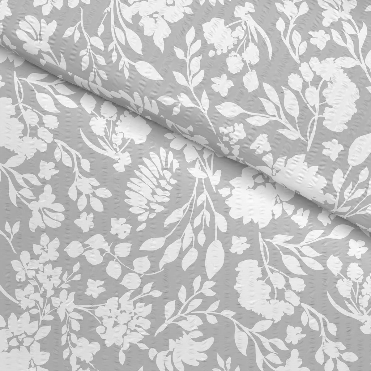 Seersucker Bettwäsche Bettwäsche_Micro-Seersucker Blumen - weiß/silber (135,00/200,00cm)