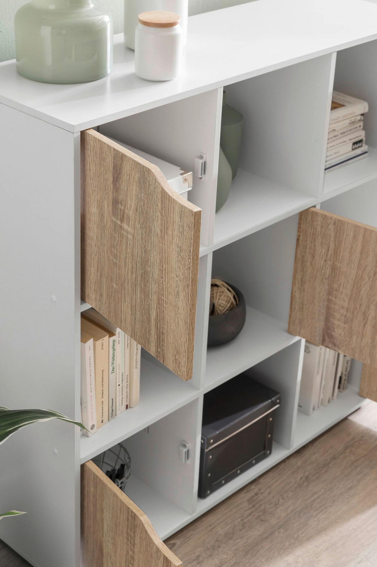 Sideboard weiß Eiche Sonoma Nachbildung B/H/T: ca. 89x91x29 cm Sideboard - Eiche/weiß (89,00/91,00/29,00cm) - Wohnling